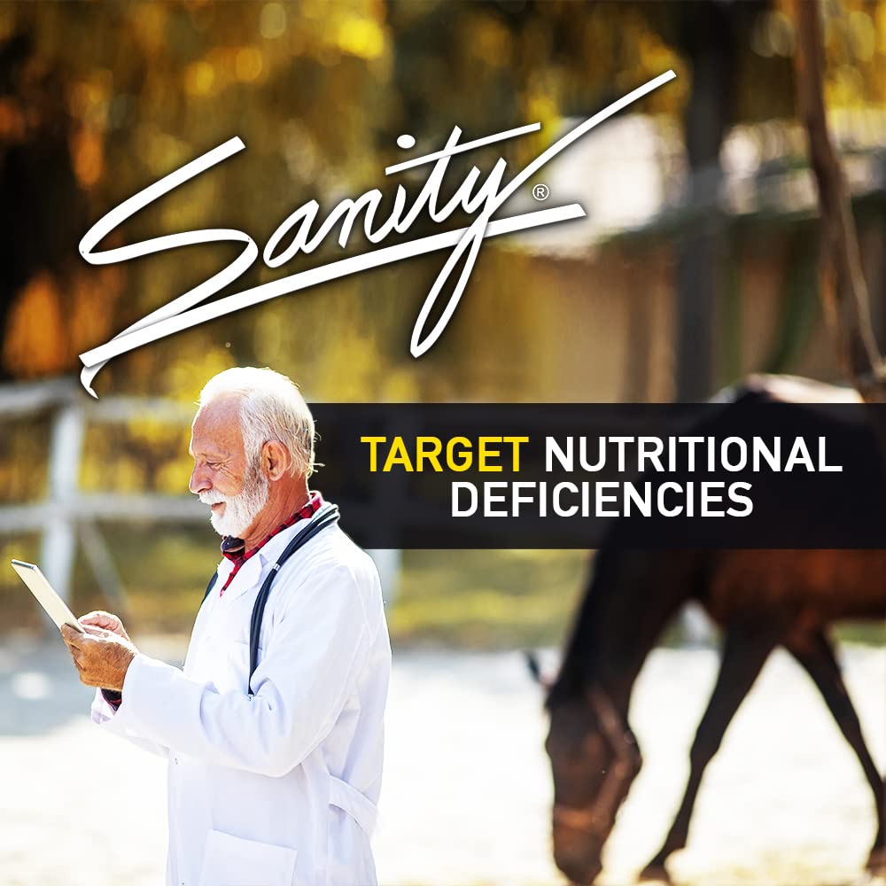 Sanity® - Equine Behavioral Calming Focus Supplement for Horses - Magnesium, Calcium, Zinc, B Vitamins, Amino Acids, Probiotics, Thiamine, Folic Acid, Niacin, Peppermint & More