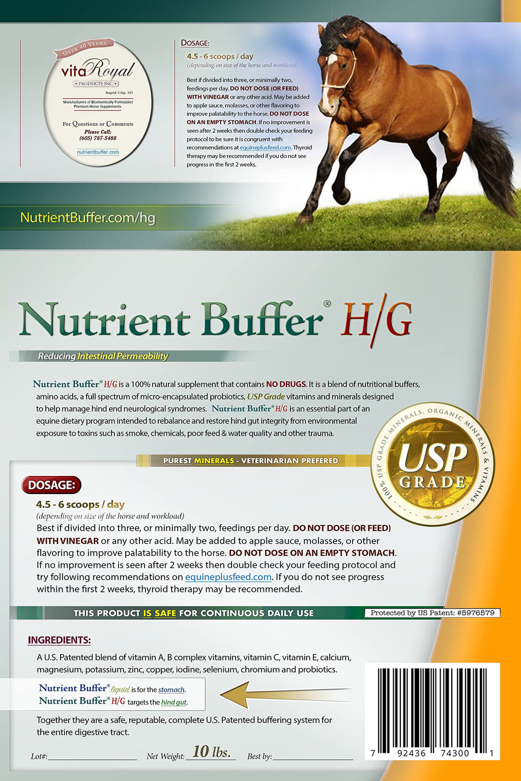 Nutrient Buffer® HG - Equine Hind Gut Lower Gastric Digestive Support Formula for Horses