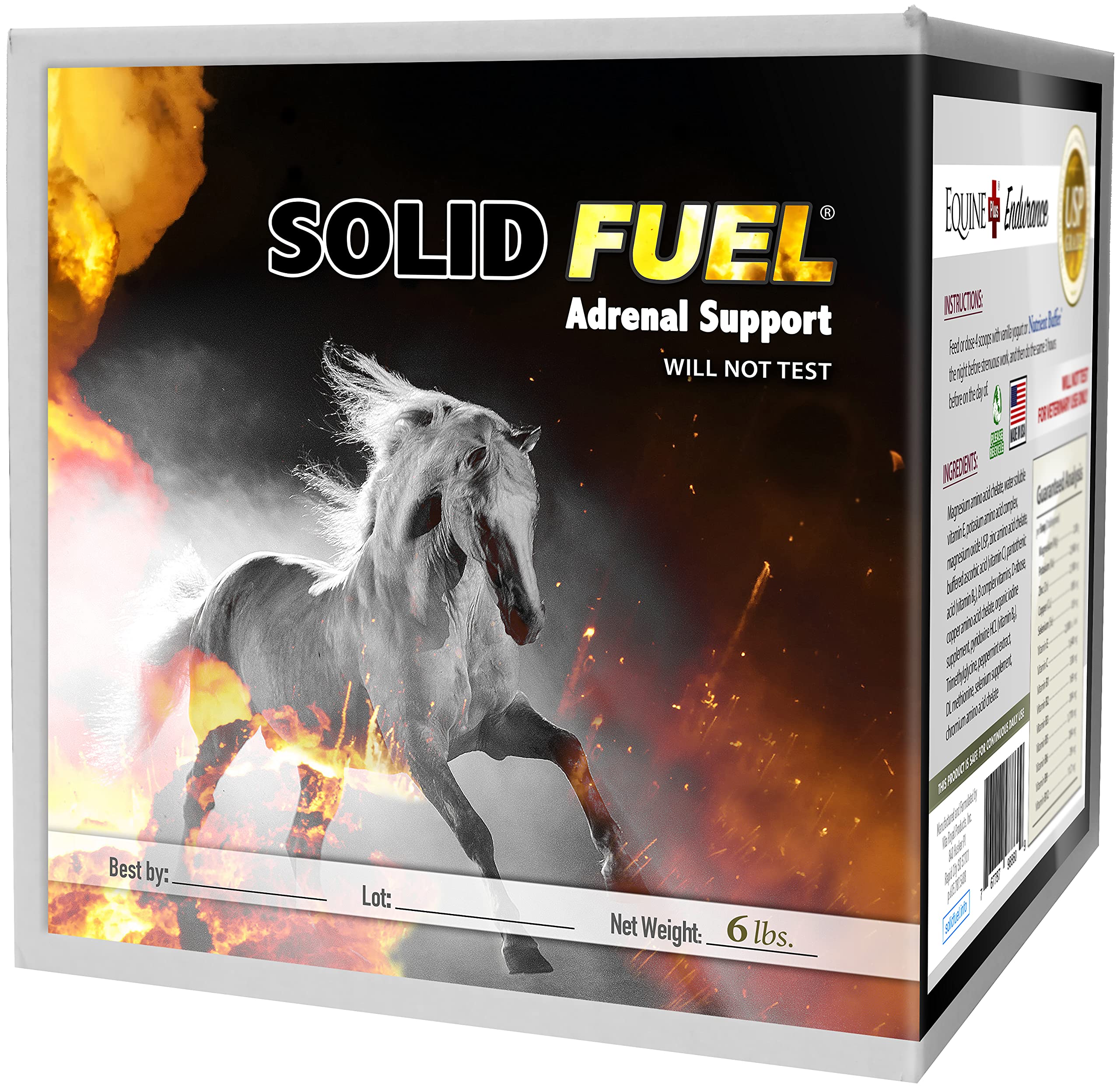 Solid Fuel® - Performance Horse Supplement - Vitamins, Minerals & Amino Acids for Adrenal Support & Endurance