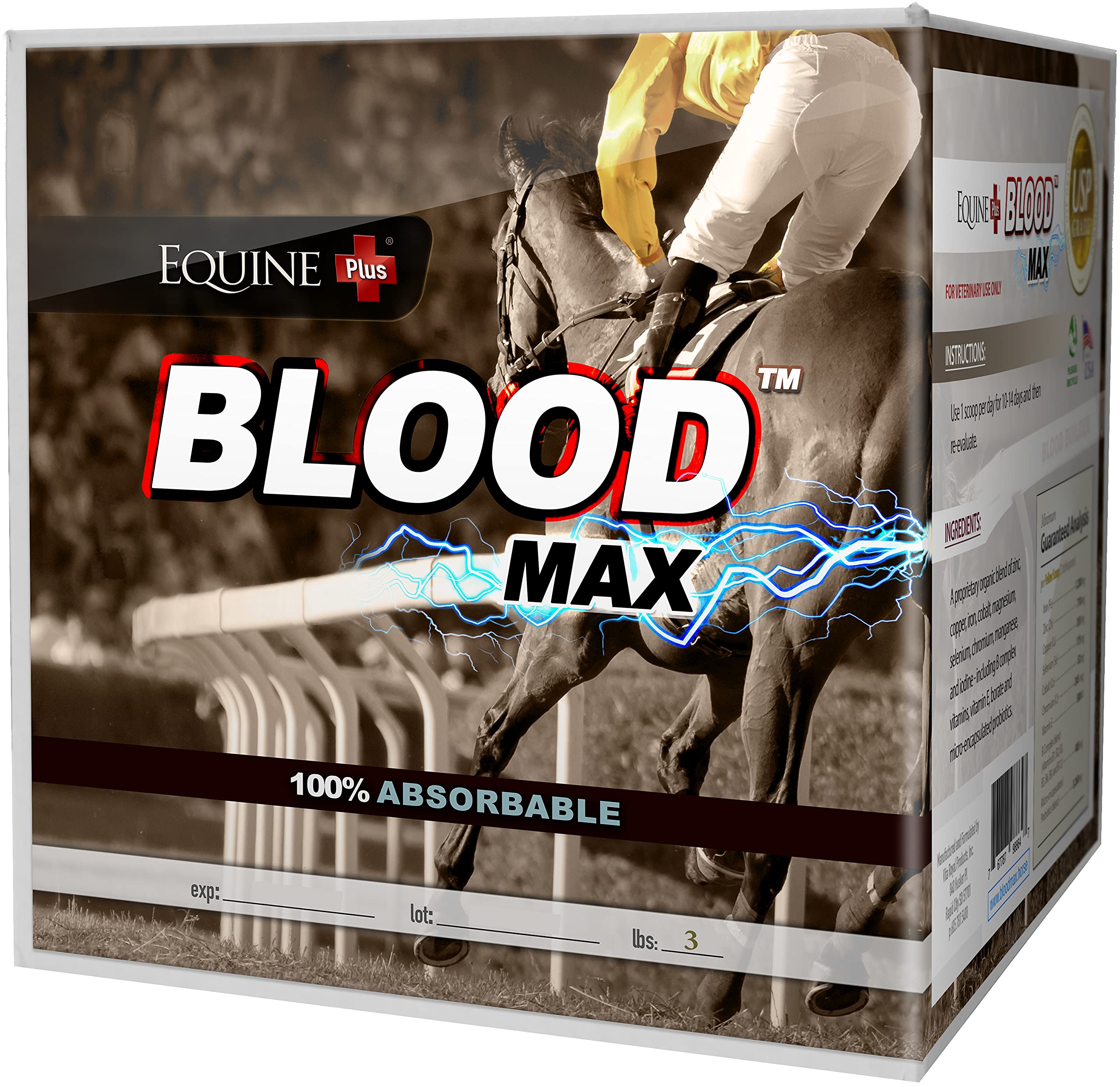 Blood Max™ - Performance Red Blood Cell Health Builder for Horses - 100% Absorbable Iron, Copper, Zinc & B Complex Vitamins