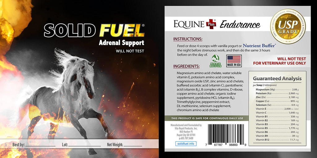 Solid Fuel® - Performance Horse Supplement - Vitamins, Minerals & Amino Acids for Adrenal Support & Endurance