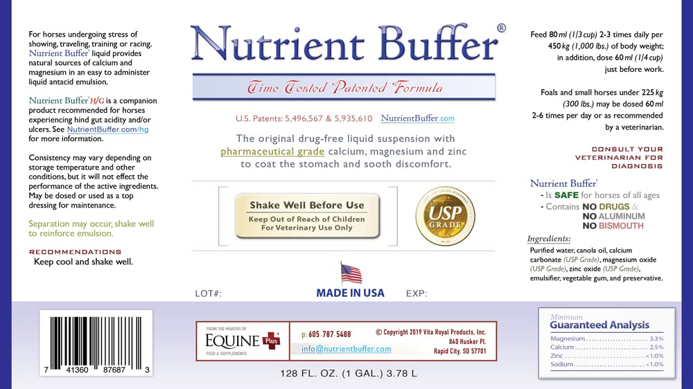 Nutrient Buffer® (1 Gallon) Ulcer & Acid Relief, Digestive Aid, Upper Gastric Support, Colic Remedy